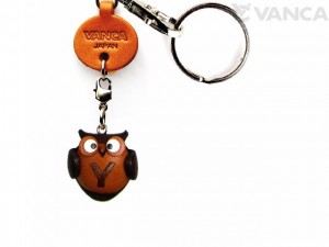 Initial Owl Y Leather Animal Keychain 