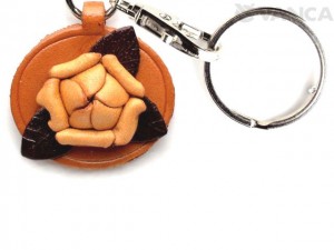 Rose Leather Flower Keychain 