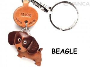 Beagle Leather Dog Keychain