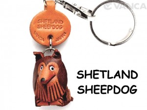 Shetland Sheepdog Leather Dog Keychain