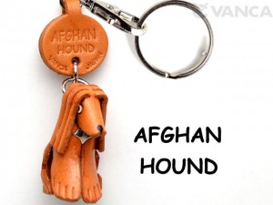 Afghan Hound Leather Dog Keychain