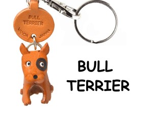 Bull Terrier Leather Dog Keychain