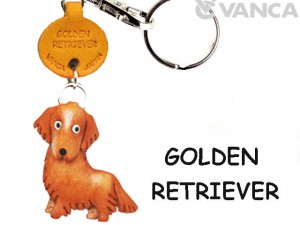 Golden Retriever Leather Dog Keychain