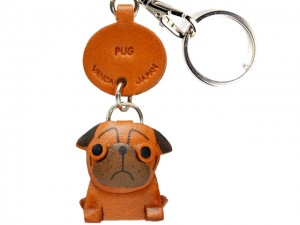 Pug Leather Dog Keychain