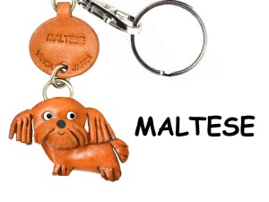 Maltese Japanese Leather Dog Keychain