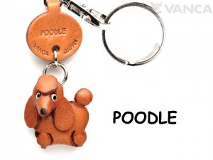 Poodle Leather Dog Keychain