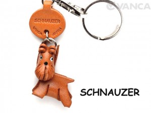 Schnauzer Leather Dog Keychain