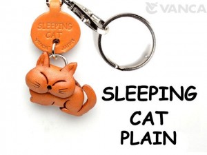 Plain Sleeping Cat Japanese Leather Keychains
