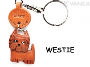 Westie Leather Dog Keychain
