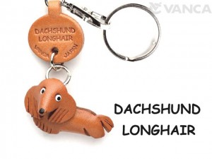 Dachshund Longhair Leather Dog Keychain