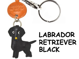 Labrador Retriever Black Leather Dog Keychain