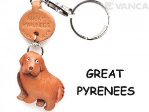 Great Pyrenees Leather Dog Keychain