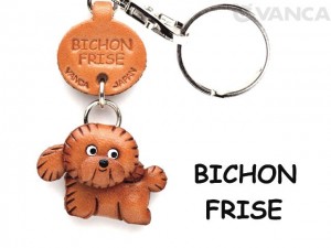 Bichon Frise Leather Dog Keychain