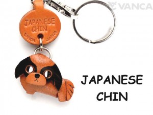 Japanese Chin Leather Dog Keychain