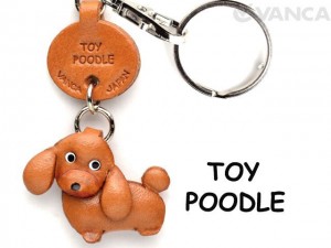 Toy Poodle Leather Dog Keychain