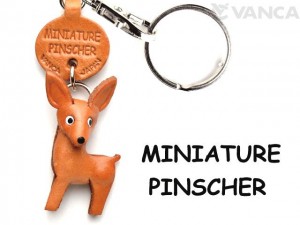 Miniature Pinscher Leather Dog Keychain