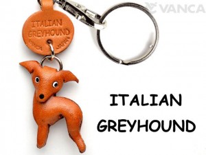 Italian Greyhound Leather Dog Keychain