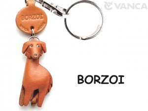 Borzoi Leather Dog Keychain