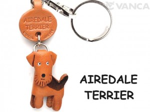 Airedale Terrier Leather Dog Keychain