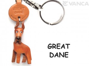 Great Dane Leather Dog Keychain