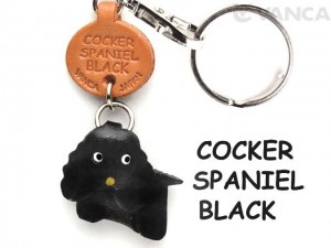 Cocker Spaniel Black Leather Dog Keychain