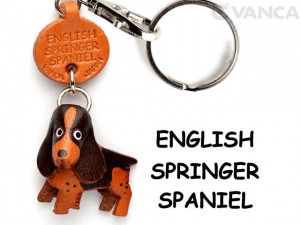 English Springer Leather Dog Keychain