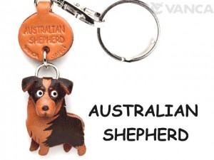 Australian Shepherd Leather Dog Keychain