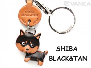 Shiba Dog Black&Tan Leather Dog Keychain