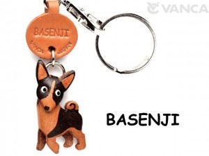 Basenji Leather Dog Keychain