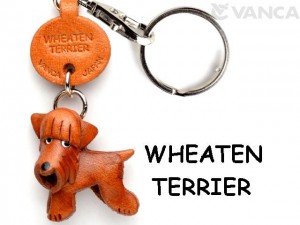 Wheaten Terrier Leather Dog Keychain