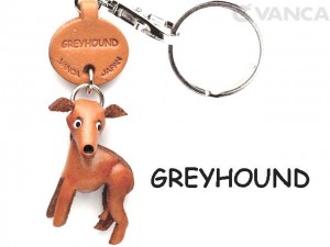 Greyhound Leather Dog Keychain