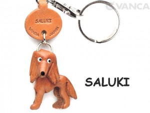 Saluki Leather Dog Keychain