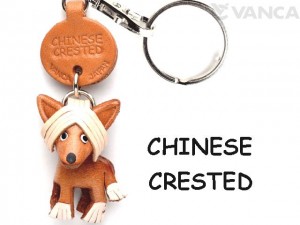 Chinese Crested Leather Dog Keychain
