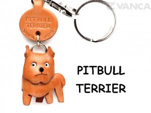 Pit Bull Leather Dog Keychain