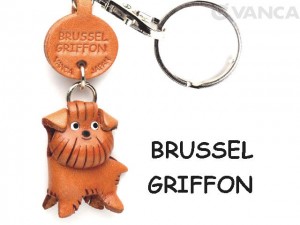 Brussels Griffon Leather Dog Keychain