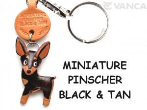 Miniature Pinscher Black&Tan Leather Dog Keychain