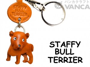 Staffordshire Bullterrier Leather Dog Keychain