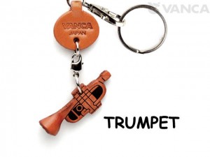 Trumpet Leather Keychain
