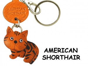 American Shorthair Leather Keychain Cat