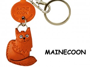 Maine Coon Leather Keychain Cat