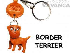 Border Terrier Leather Dog Keychain