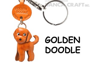 Goldendoodle Leather Dog Keychain