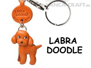 Labradoodle Leather Dog Keychain