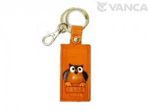 Owl Leather Name Plate Holder Keychain