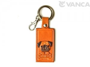 Pug Leather Name Plate Holder Keychain