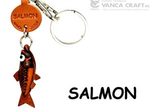 Salmon Japanese Leather Keychains Fish 
