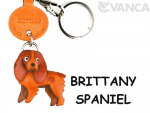 Brittany Spaniel Leather Dog Keychain