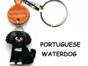 Portuguese Water Dog Leather Dog Keychain