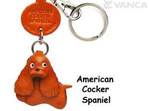 American Cocker Spaniel Leather Dog Keychain