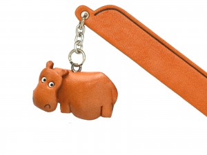 Hippopotamus Leather Charm Bookmarker